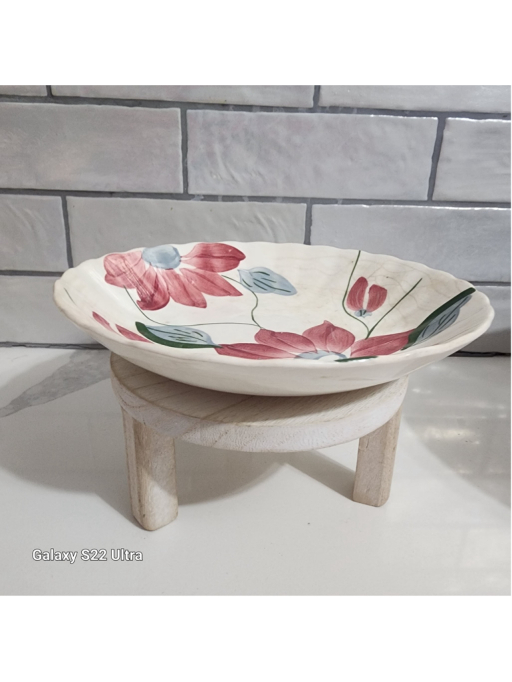 Blue Ride Poinsettia 8" Coupe Soup Bowl. Very Old. Blue Ridge South. Pottery, - Picture 2 of 3